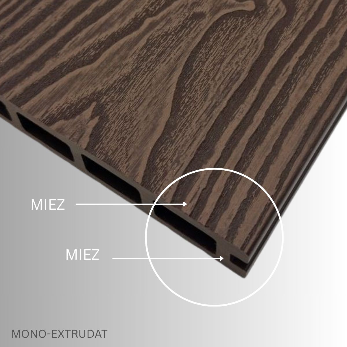 Pardoseala decking terasa din compozit WPC, Naimeed D7484, 280x14x2.5cm, Maro deschis