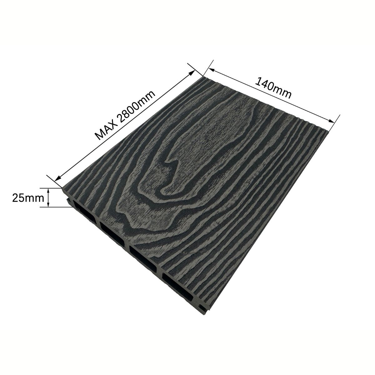 Pardoseala decking terasa din compozit WPC, Naimeed D7485, 280x14x2.5cm, Gri inchis