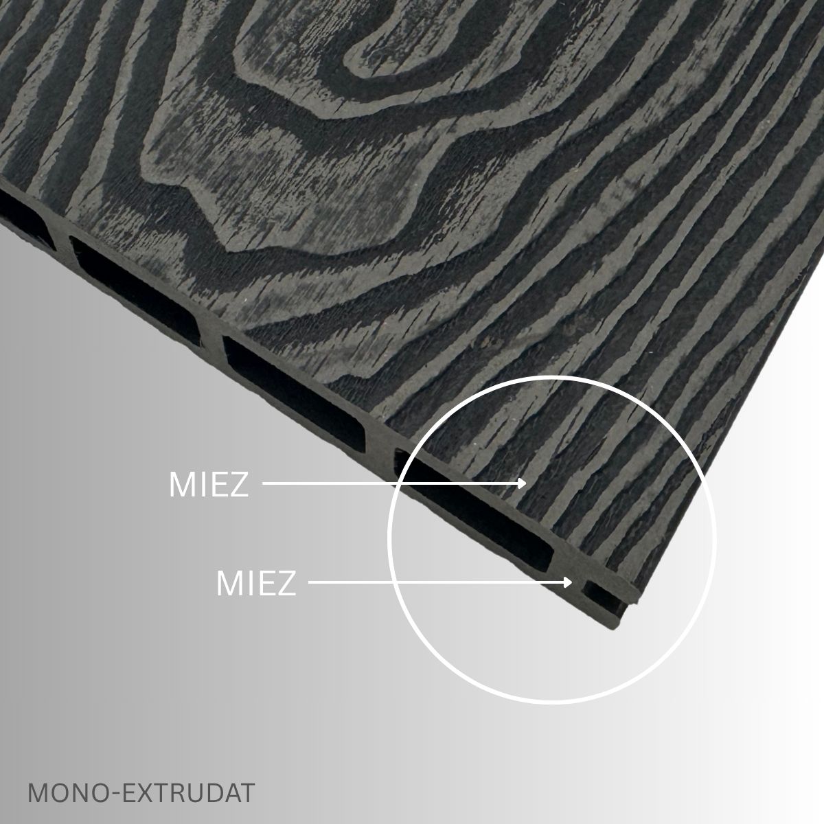 Pardoseala decking terasa din compozit WPC, Naimeed D7485, 280x14x2.5cm, Gri inchis