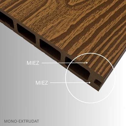 Pardoseala decking terasa din compozit WPC, Naimeed D7486, 280x14x2.5cm, Maro tec