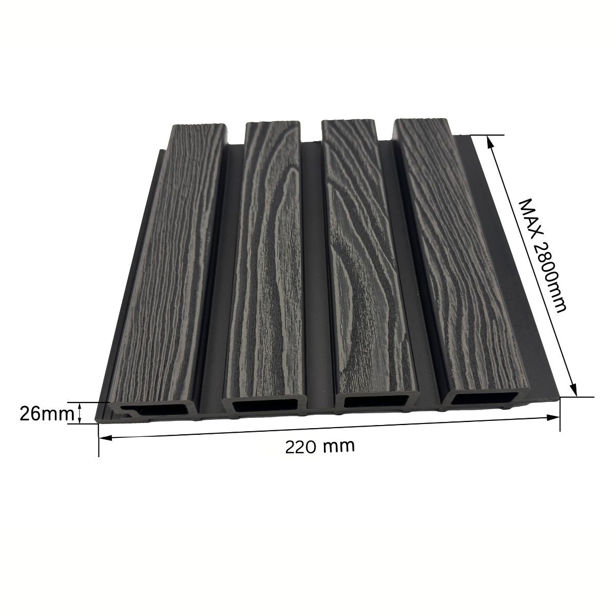 Lambriu decorativ WPC, reliefat, pentru exterior, montaj rapid, rezistenta ridicata, Naimeed D7491, 280x22x2.6cm, Stejar gri