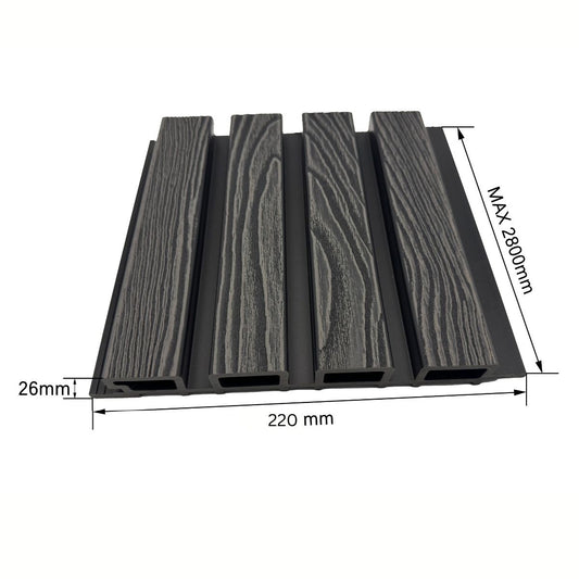 Lambriu decorativ WPC, reliefat, pentru exterior, montaj rapid, rezistenta ridicata, Naimeed D7491, 280x22x2.6cm, Stejar gri