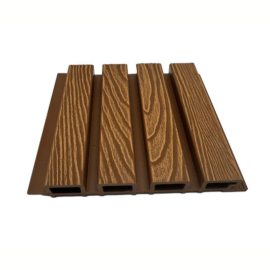 Lambriu decorativ WPC, reliefat, pentru exterior, montaj rapid, rezistenta ridicata, Naimeed D7492, 280x22x2.6cm, Tec