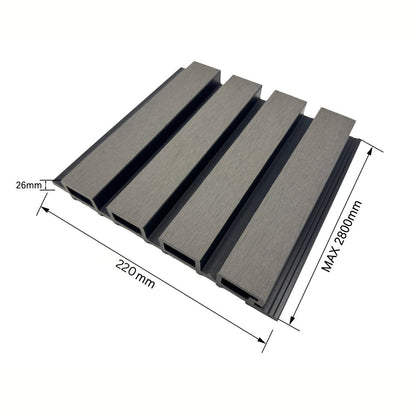 Lambriu decorativ WPC, reliefat, pentru exterior, montaj rapid, rezistenta ridicata, Naimeed D7494, 280x22x2.6cm, Stejar gri