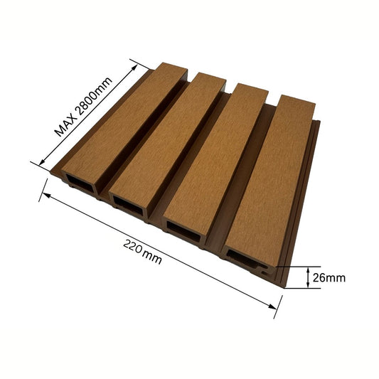 Lambriu decorativ WPC, reliefat, pentru exterior, montaj rapid, rezistenta ridicata, Naimeed D7495, 280x22x2.6cm, Tec