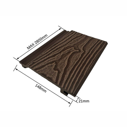 Lambriu decorativ riflaj WPC, pentru exterior, montaj rapid, rezistenta ridicata, Naimeed D7496, 280x14.8x2.1cm, Nuc natural