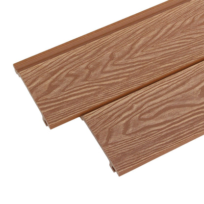 Lambriu decorativ riflaj WPC, pentru exterior, montaj rapid, rezistenta ridicata, Naimeed D7498, 280x14.8x2.1cm, Tec