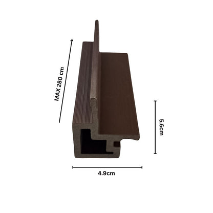 Coltar coextrudat pentru lambriu WPC exterior, Naimeed D7499, Dimensiuni 280x5.6x4.9cm, Maro inchis