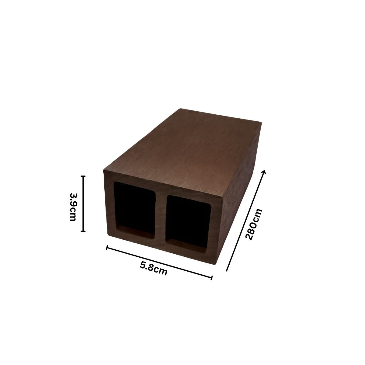 Profil dreptunghiular ranforsat din WPC co-extrudat, Naimeed D7504, 280×5.8×3.9 cm, maro închis