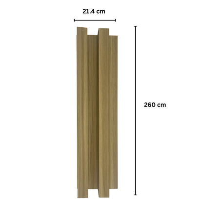 Panou decorativ riflaj WPC, montaj rapid, rezistenta ridicata, Naimeed D7516, 260x21.4x6cm, stejar natural