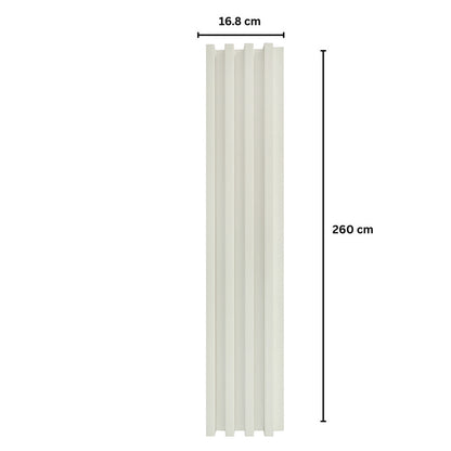 Panou decorativ riflaj WPC, montaj rapid, rezistenta ridicata, Naimeed D7536, 260x16.8x2.3cm, alb