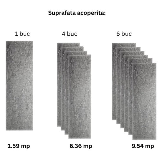 Panou decorativ riflaj WPC, Naimeed D7565,aspect rafinat si montaj usor, 260x61.1x0.9cm, gri marmorat