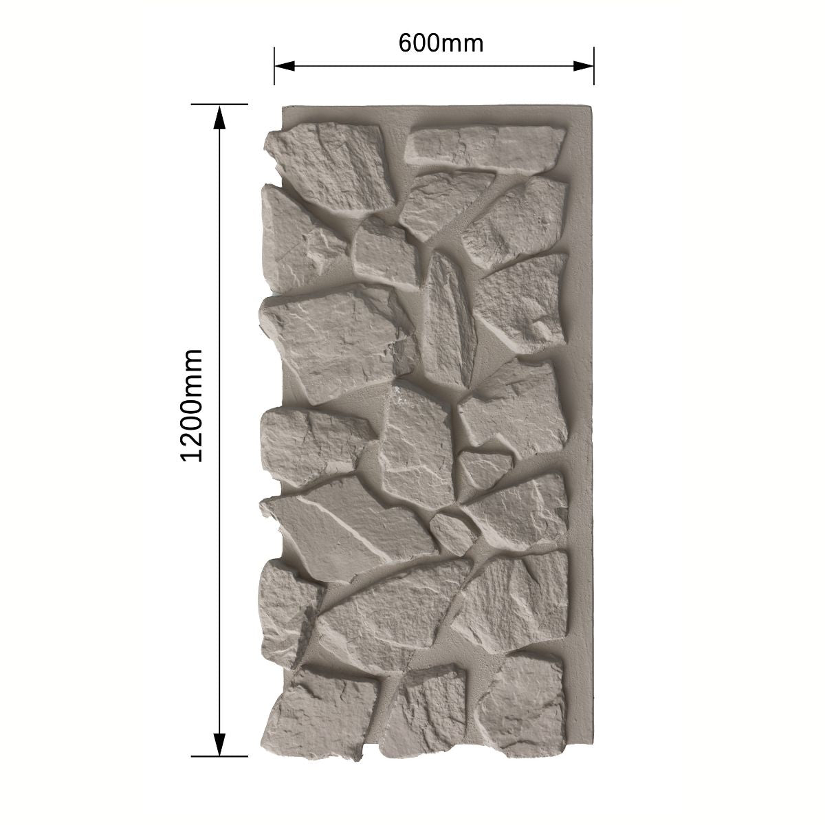 Panou decorativ 3D, efect piatră naturală, ultraușor, Naimeed D7598, pentru interior și exterior, 120x60x6cm, Gri