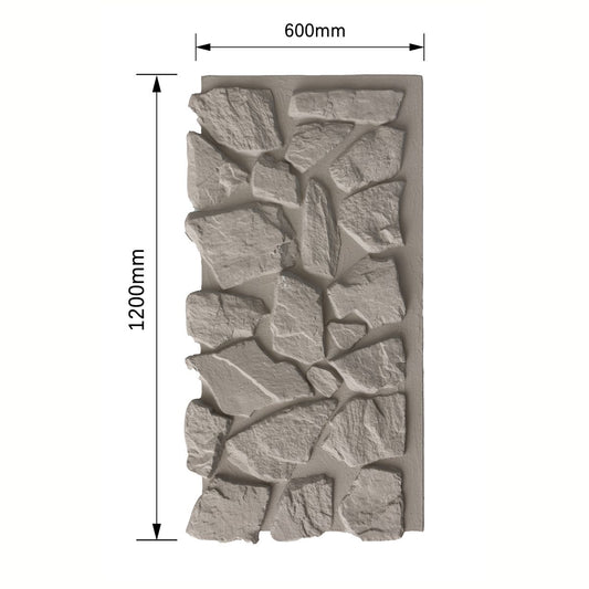 Panou decorativ 3D, efect piatră naturală, ultraușor, Naimeed D7598, pentru interior și exterior, 120x60x6cm, Gri
