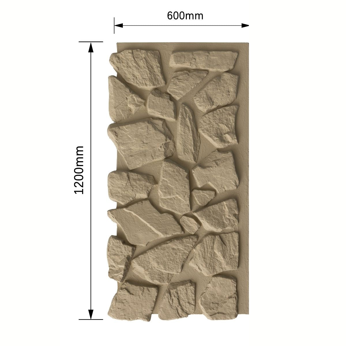 Panou decorativ 3D, efect piatră naturală, ultraușor, Naimeed D600, pentru interior și exterior, 120x60x6cm, Bej
