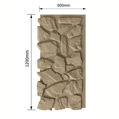 Panou decorativ 3D, efect piatră naturală, ultraușor, Naimeed D600, pentru interior și exterior, 120x60x6cm, Bej