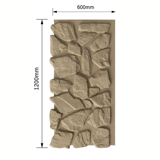 Panou decorativ 3D, efect piatră naturală, ultraușor, Naimeed D600, pentru interior și exterior, 120x60x6cm, Bej