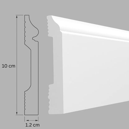 Plinta decorativa, polimer rigid, Naimeed D7607, Alb, 230x10x1.2cm