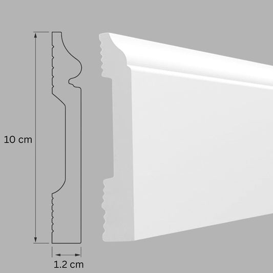 Plinta decorativa, polimer rigid, Naimeed D7607, Alb, 230x10x1.2cm