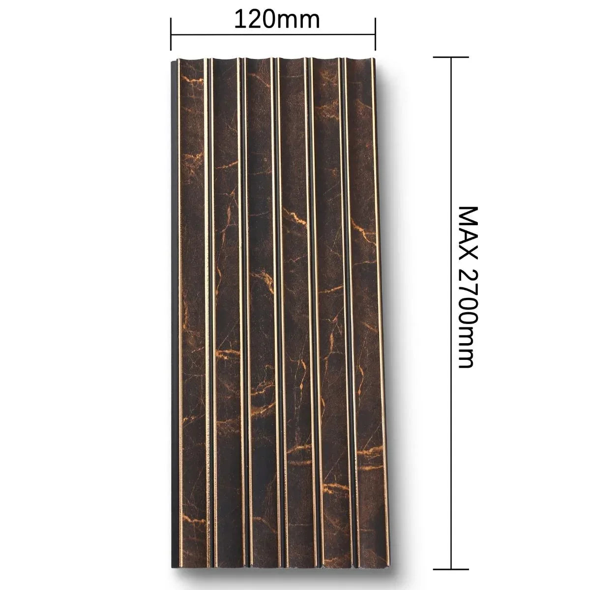 Panou decorativ, riflaj, polimer rigid, Naimeed D7632, Dimensiuni 270x12x0.55cm, Negru Bronz - 221.ro