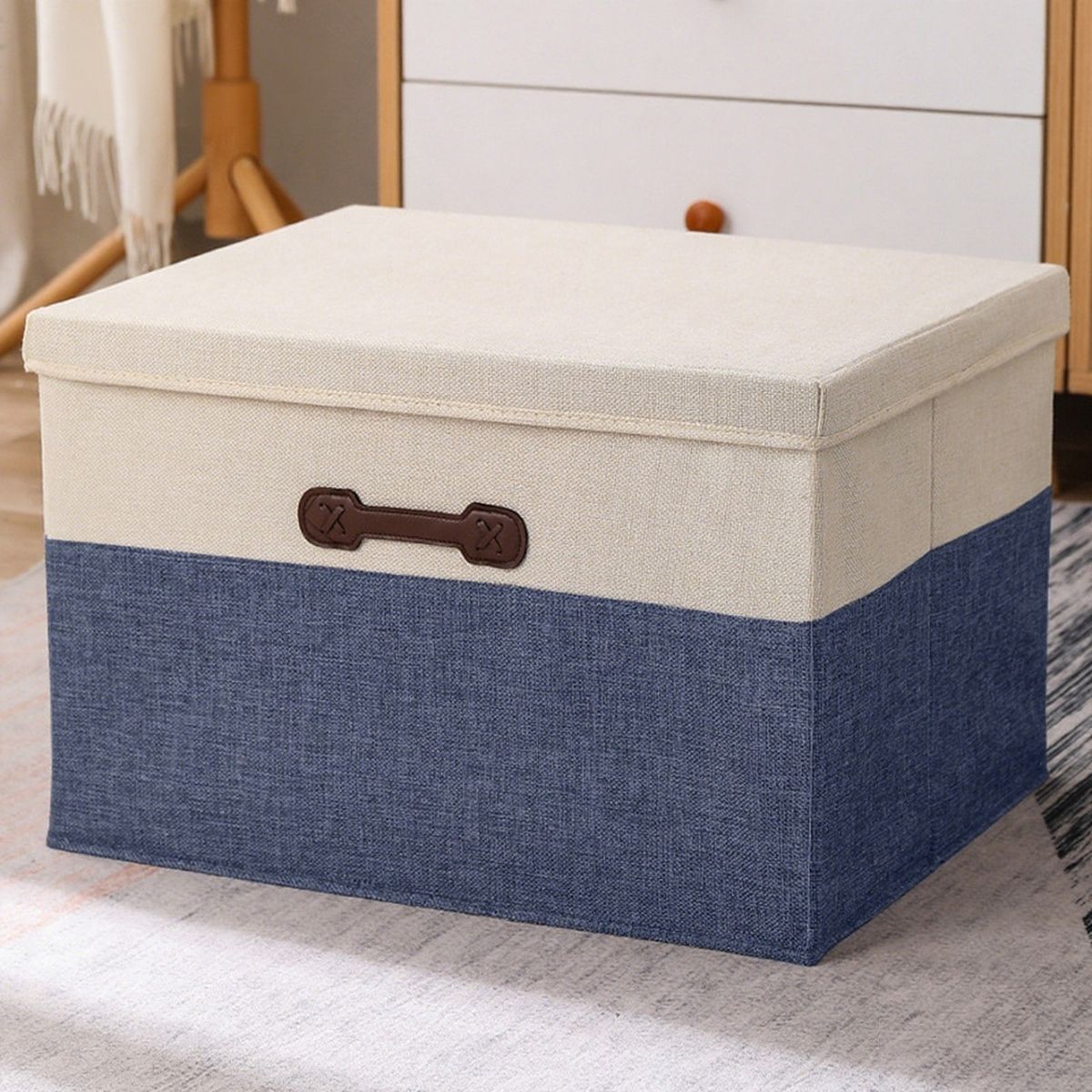 Cutie Depozitare Multifunctionala, Naimeed D7641, pliabilă, cu capac, dimenisuni 35x25x18cm, Albastru