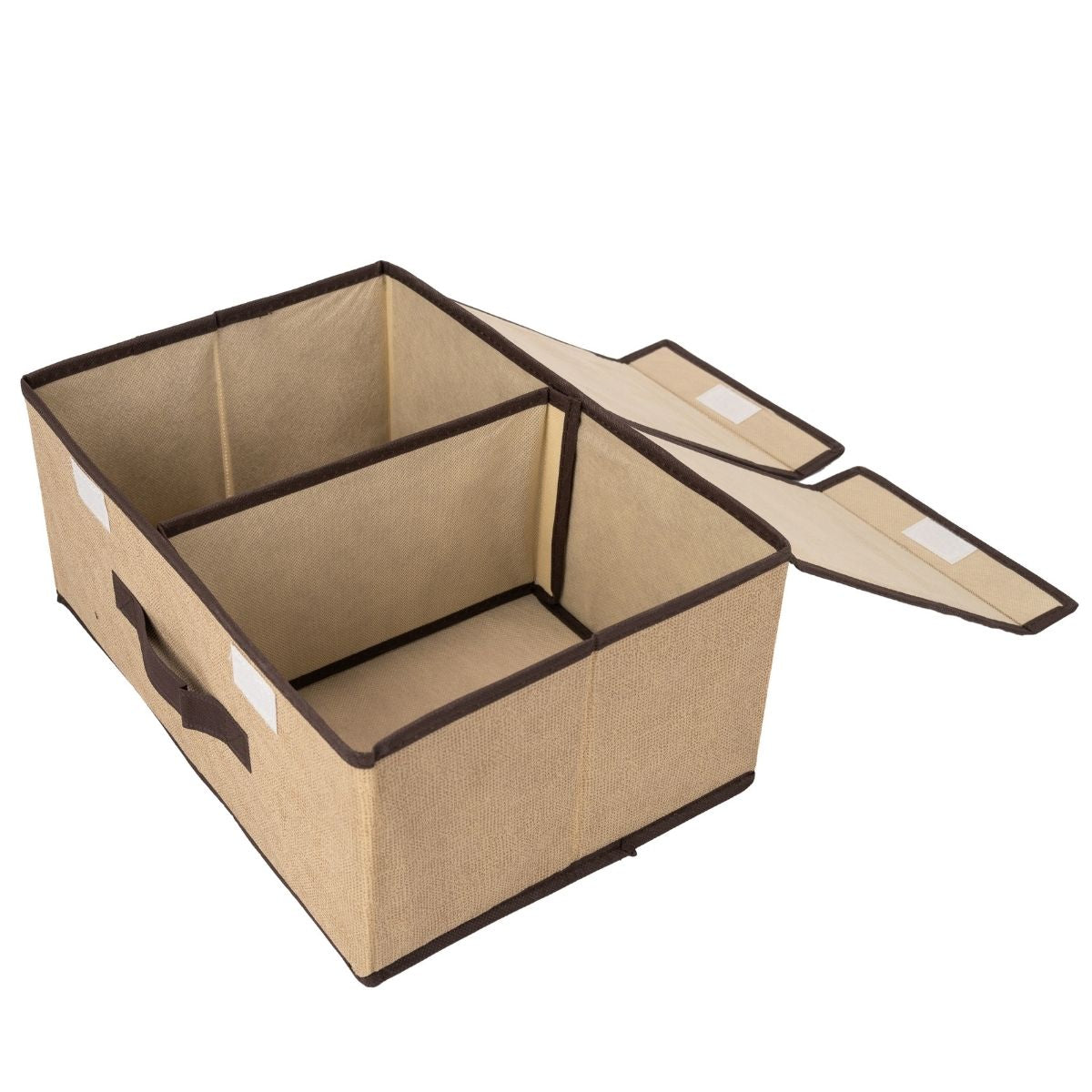 Cutie depozitare din poliester, pliabila, cu dubla acoperire si compartimentare flexibila, Naimeed D7673, dimensiuni 35x25x15cm, bej