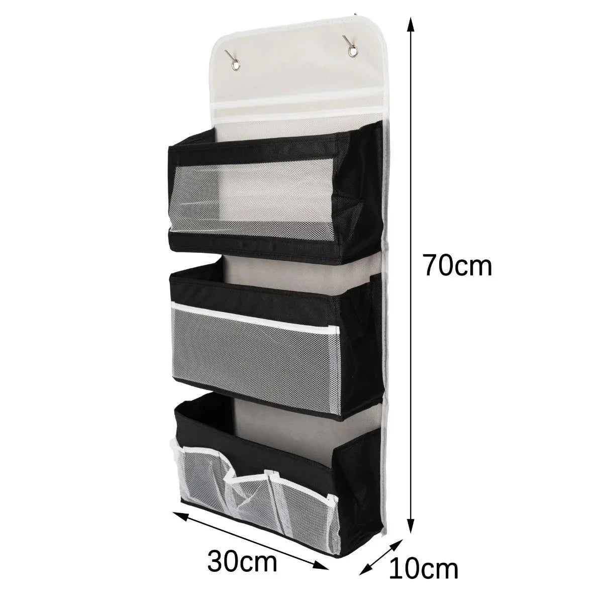 Organizator Suspendat Multifunctional, 7 spatii depozitare, Naimeed D7684, dimensiuni 10x30x70cm, Alb/Negru - 221.ro