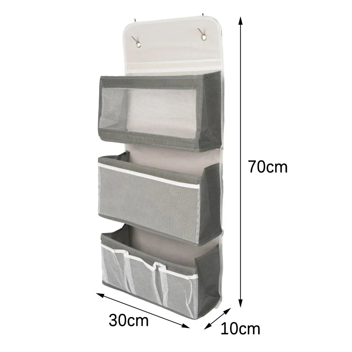 Organizator Suspendat Multifunctional, 7 spatii depozitare, Naimeed D7685, dimensiuni 10x30x70cm, Alb/Gri - 221.ro