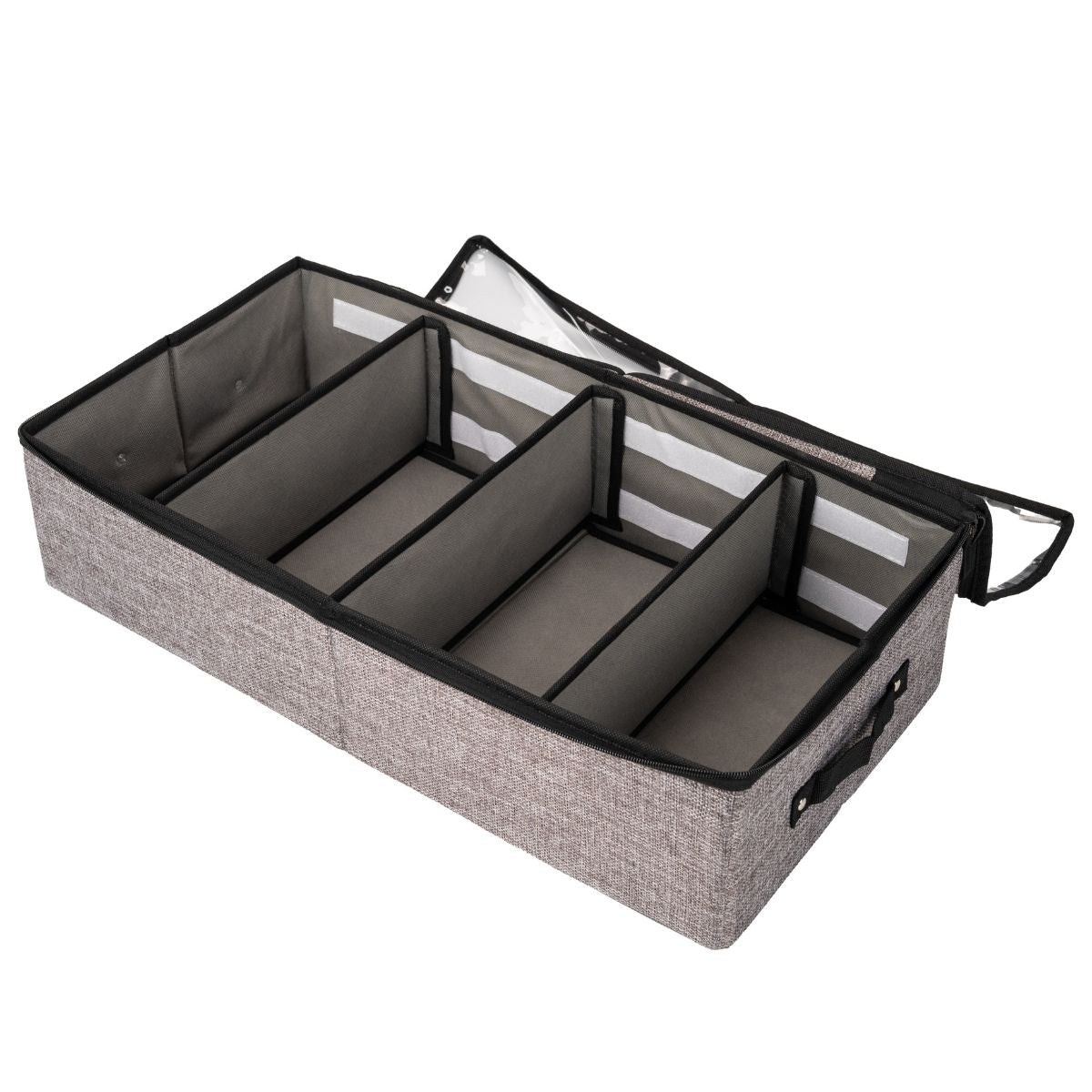 Organizator depozitare multifunctional, cu Fereastră Vizibilă, Închidere cu Fermoar si compartimentare adjustabila, Naimeed D7689, 15x43x83cm, Gri deschis