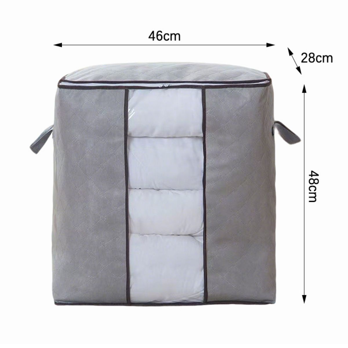 Organizator depozitare multifunctional, cu Fereastră Vizibilă, Închidere cu Fermoar, Naimeed D7690, 28x46x48cm, Gri