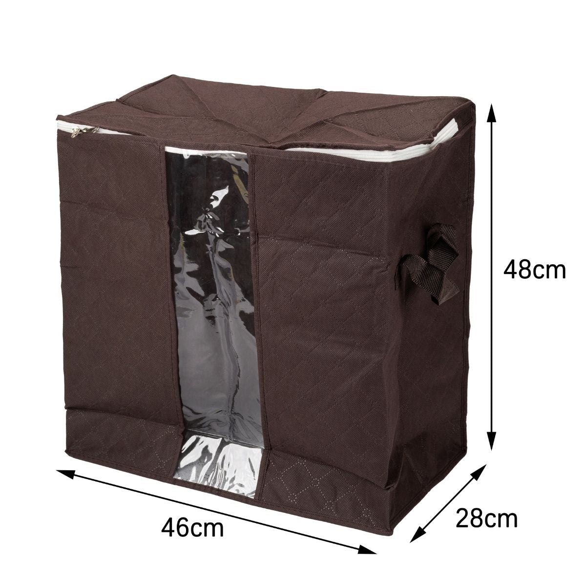 Organizator depozitare multifunctional, cu Fereastră Vizibilă, Închidere cu Fermoar, Naimeed D7694, 28x46x48cm, Maro