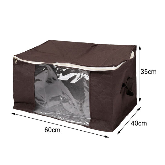 Organizator depozitare multifunctional, cu Fereastră Vizibilă, Închidere cu Fermoar, Naimeed D7695, 35x40x60cm, Maro