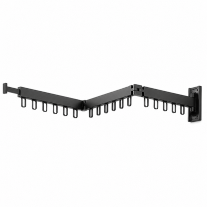 Cuier de perete extensibil cu 3 brate rotative si 18carlige, aluminiu, Naimeed D7699, Negru