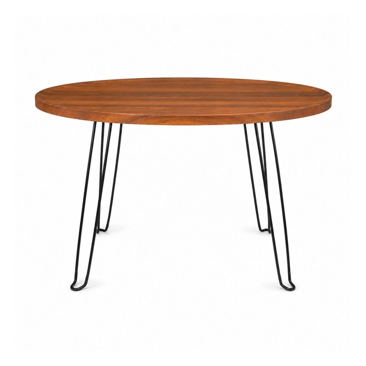 Masuta de Cafea Rotunda, Naimeed D7709, Blat din MDF cu Aspect Lemn si Picioare Metalice, 45x80cm