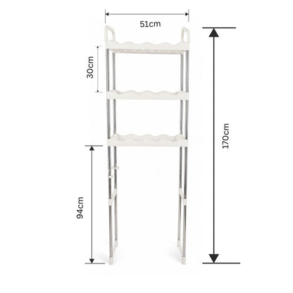 Raft pentru Baie deasupra Toaletei, Naimeed D7714, 3 Polite de Depozitare, 51x25x170cm, Alb