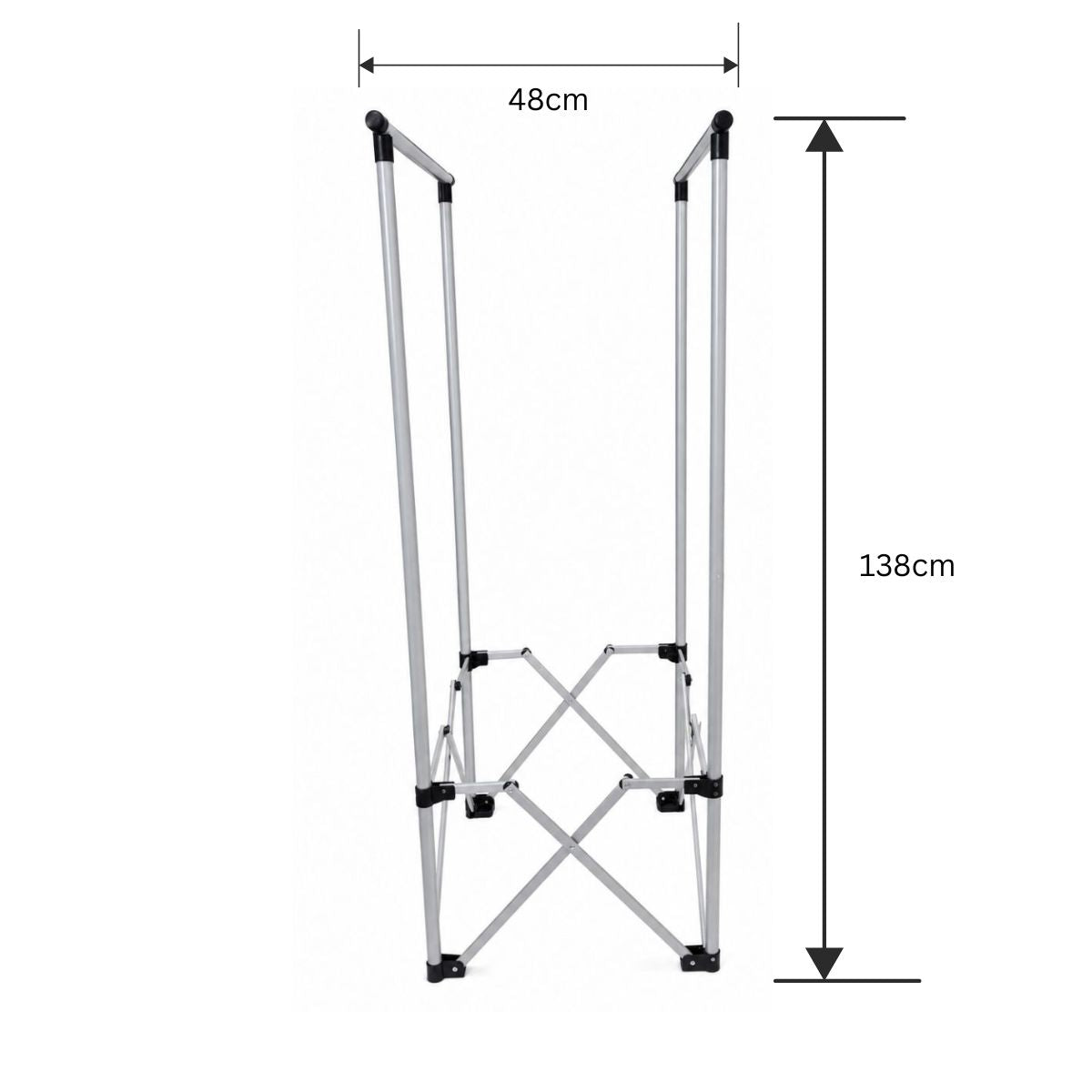 Organizator pentru Haine Pliabil, Naimeed D7716, Suport cu Bara pentru Umerase, Metal, 48x138cm, Argintiu/Negru