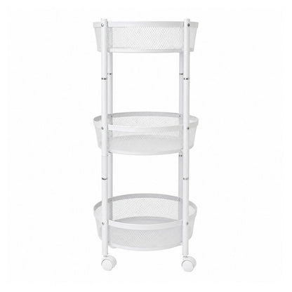 Raft Metalic Multifunctional Mobil cu 3 Niveluri si Roti, Naimeed D7718, pentru Fructe si Legume, Bucatarie, 35x35x88cm, Alb