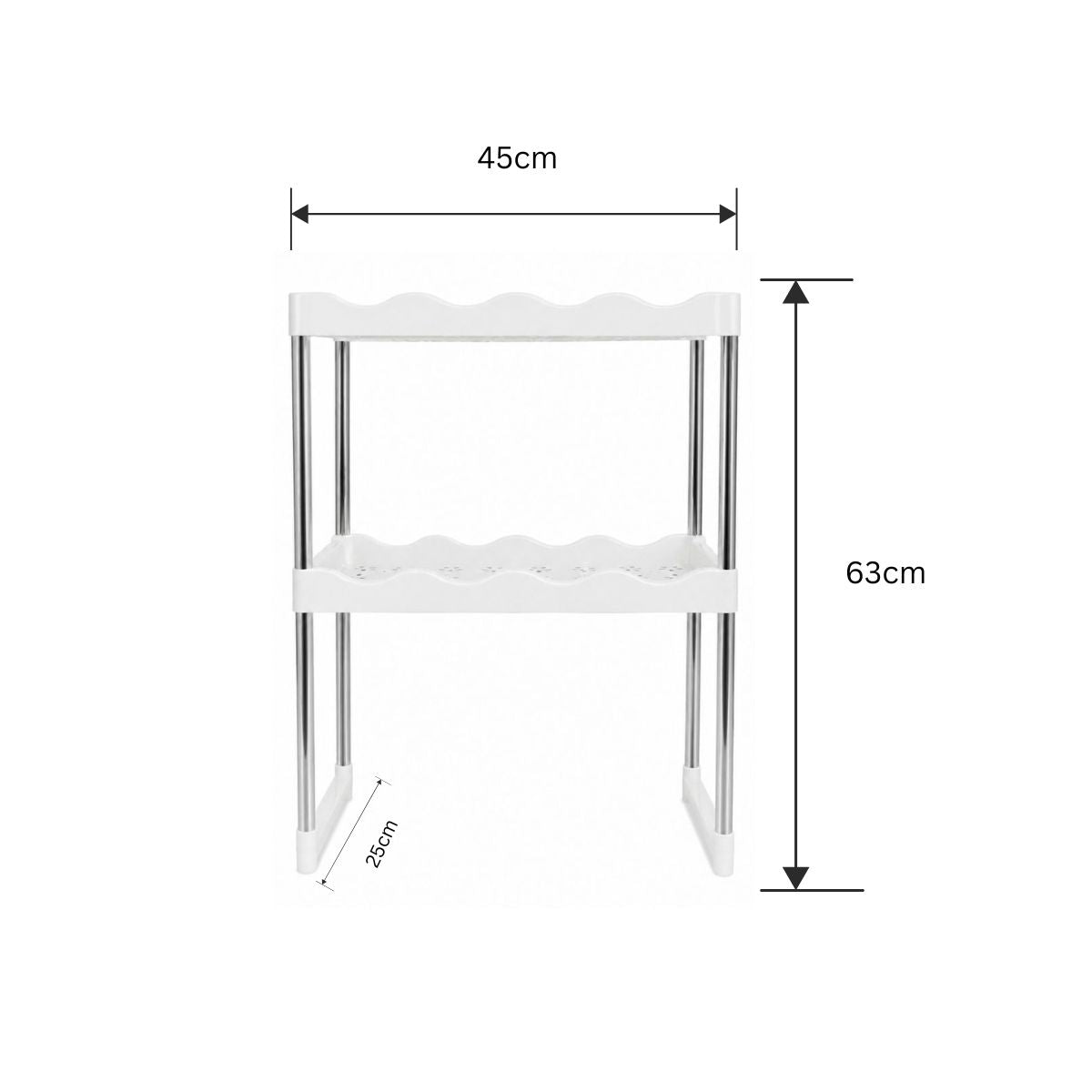 Raft de Depozitare pentru Bucatarie, 3 Niveluri, Naimeed D7721, Suport pentru Cuptor cu Microunde si Organizare Accesorii, 45 x 25 x 63 cm, Alb