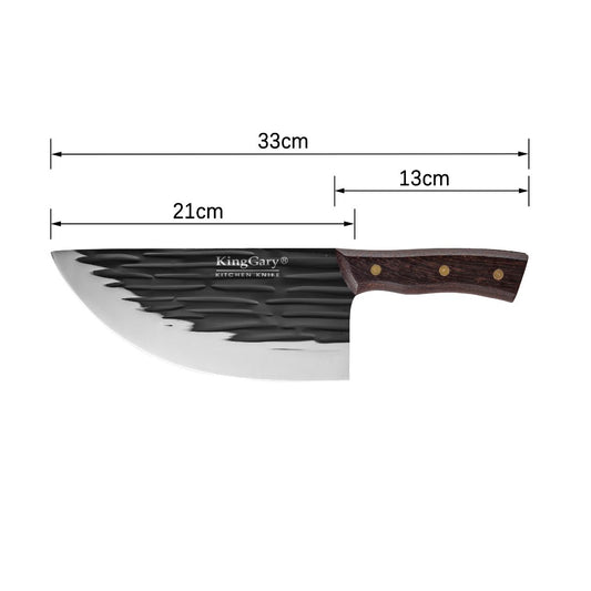 Satar profesional macelarie, Naimeed D7794, Lama curbata din inox 21cm si maner din lemn 13 cm