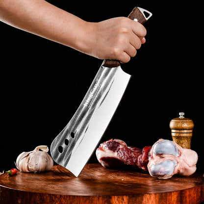 Satar profesional macelarie, Naimeed D7798, Lama din inox 20.5 cm si maner din lemn 13 cm