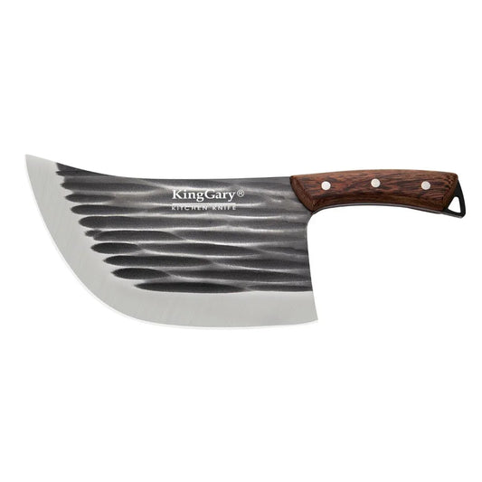 Satar profesional macelarie, Naimeed D7799, Lama curbata din inox 22cm si maner din lemn 13 cm