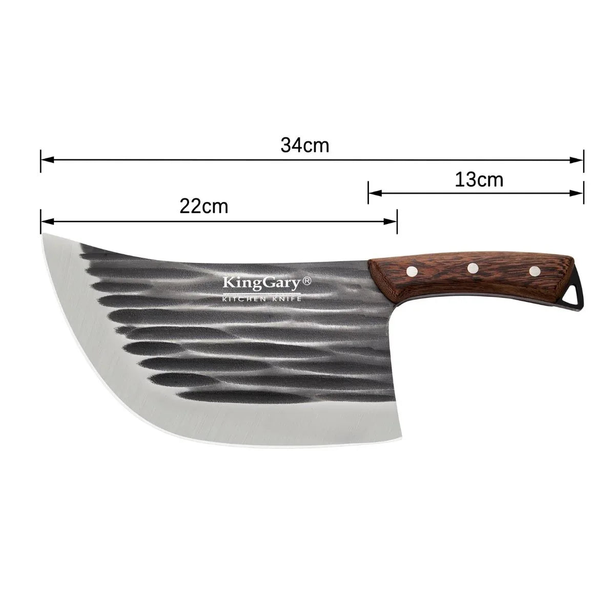 Satar profesional macelarie, Naimeed D7799, Lama curbata din inox 22cm si maner din lemn 13 cm