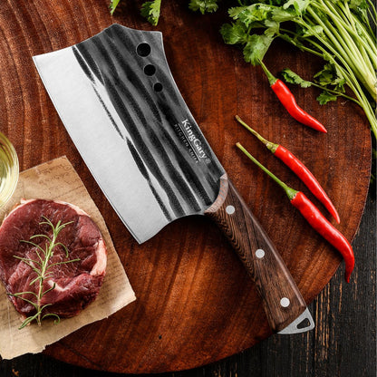 Satar profesional macelarie, Naimeed D7801, Lama din inox 17.5 cm si maner din lemn 13.5 cm