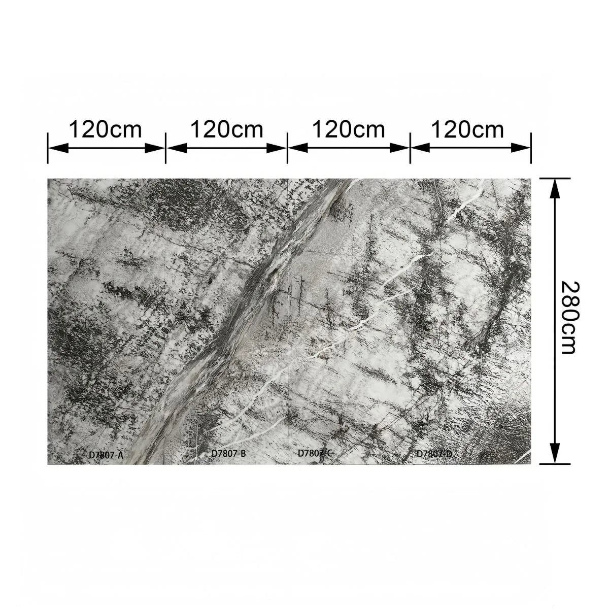 Set 4 Panouri SPC Naimeed D7807 –Design continuu fără îmbinări,densitate mare 0.75g/cm³, protecție antibacteriană, ignifug și rezistență la umiditate, 120x280cm