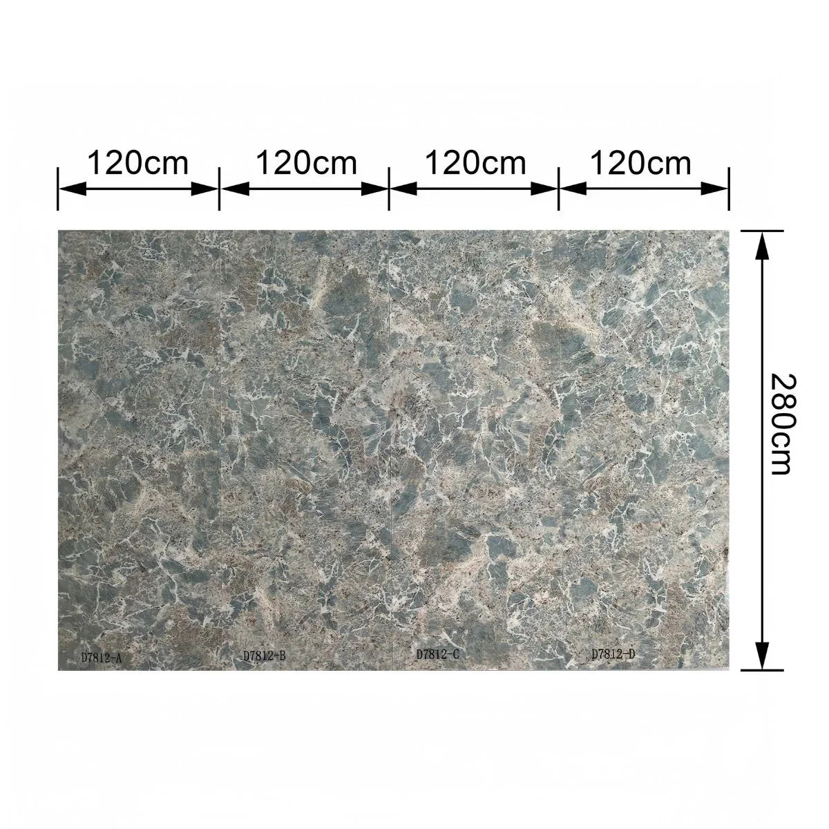 Set 4 Panouri SPC Naimeed D7812 –Design continuu fără îmbinări,densitate mare 0.75g/cm³, protecție antibacteriană, ignifug și rezistență la umiditate, 120x280cm