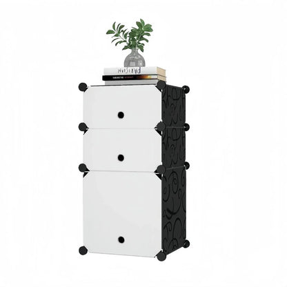 Dulap Modular, 3 Usi, Naimeed D7891, 74x37x37cm , Alb/Negru