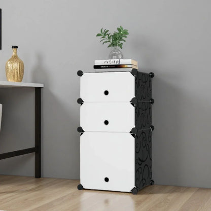 Dulap Modular, 3 Usi, Naimeed D7891, 74x37x37cm , Alb/Negru