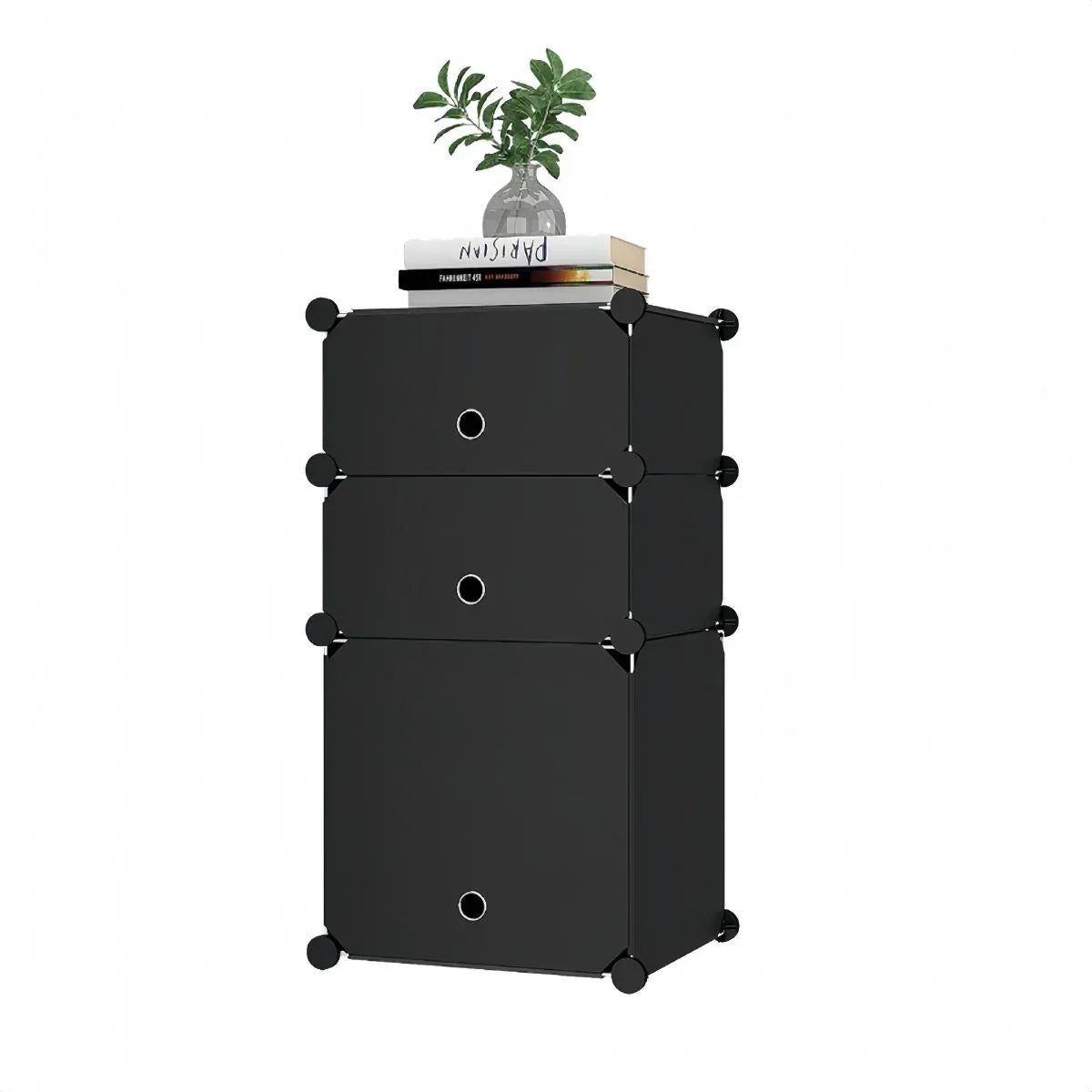 Dulap Modular, 3 Usi, Naimeed D7893, 74x37x37cm , Alb/Negru
