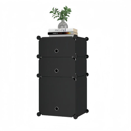 Dulap Modular, 3 Usi, Naimeed D7893, 74x37x37cm , Alb/Negru