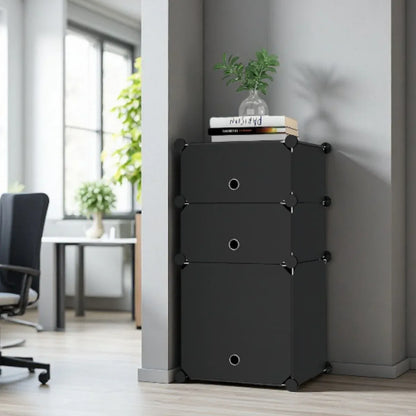 Dulap Modular, 3 Usi, Naimeed D7893, 74x37x37cm , Alb/Negru